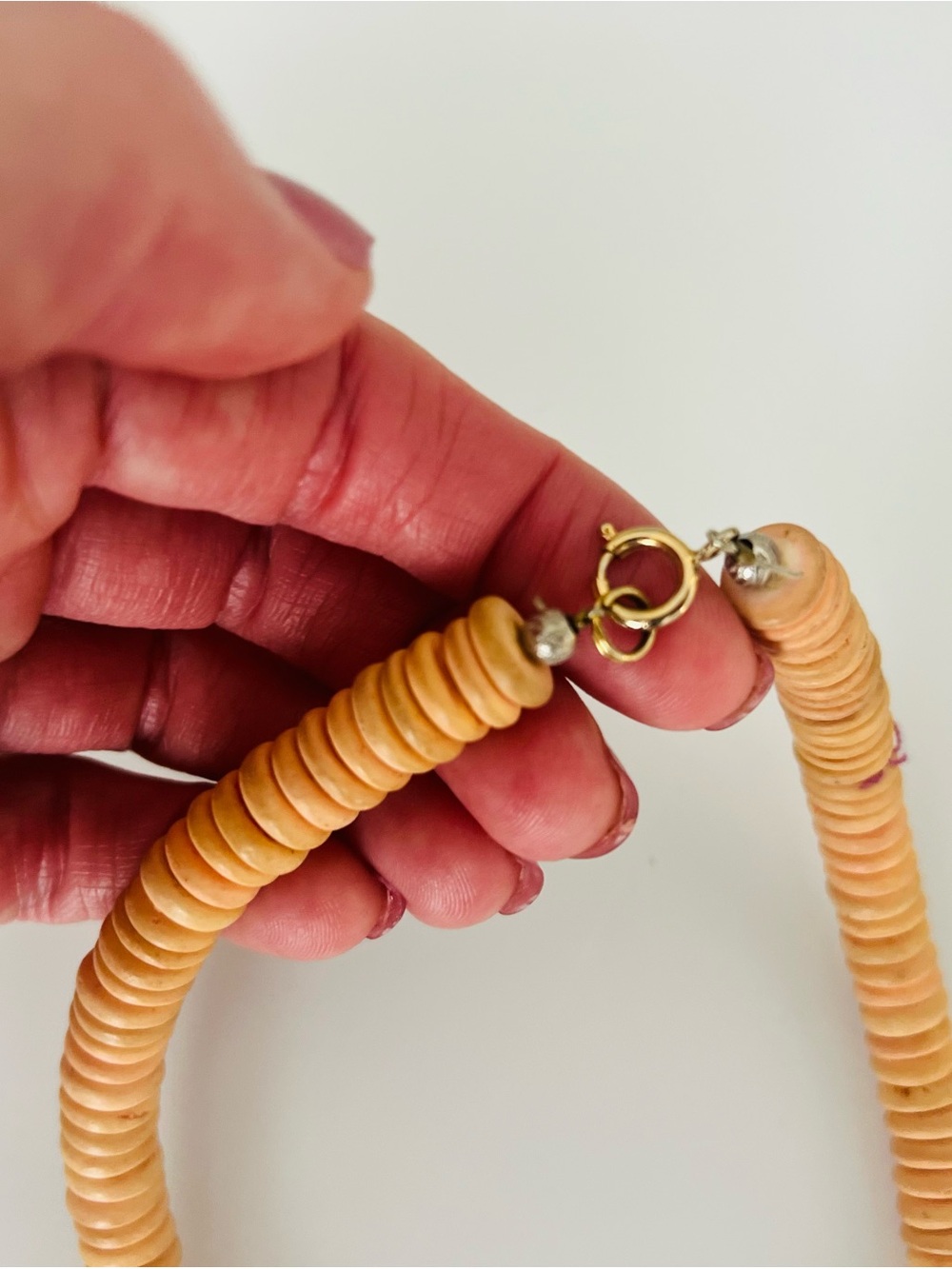 Handcrafted Beach Shell Statement Necklace in Cream, Black and Orange - Picture 7 of 8